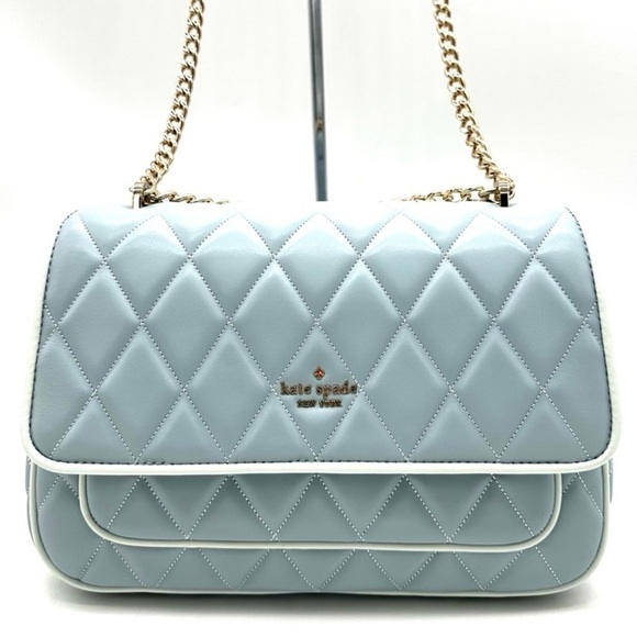 Kate Spade Colorblock Carey Quilted Leather Flap Shoulder Bag Wild Sage - Picture 1 of 11